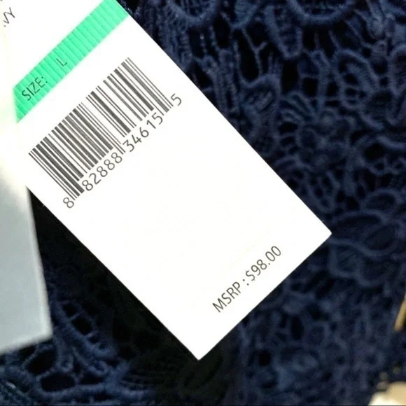 Nanette Nanette Lepore Womens Sleeveless Hi Neck Lace navy blue large NWT - Picture 7 of 9